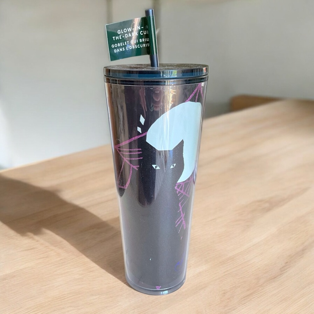 Starbucks Halloween Black Cat Glow In The Dark Venti Tumbler Cold Cup NWT